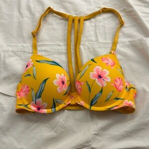 Victoria’s secret PINK yellow floral racerback bra